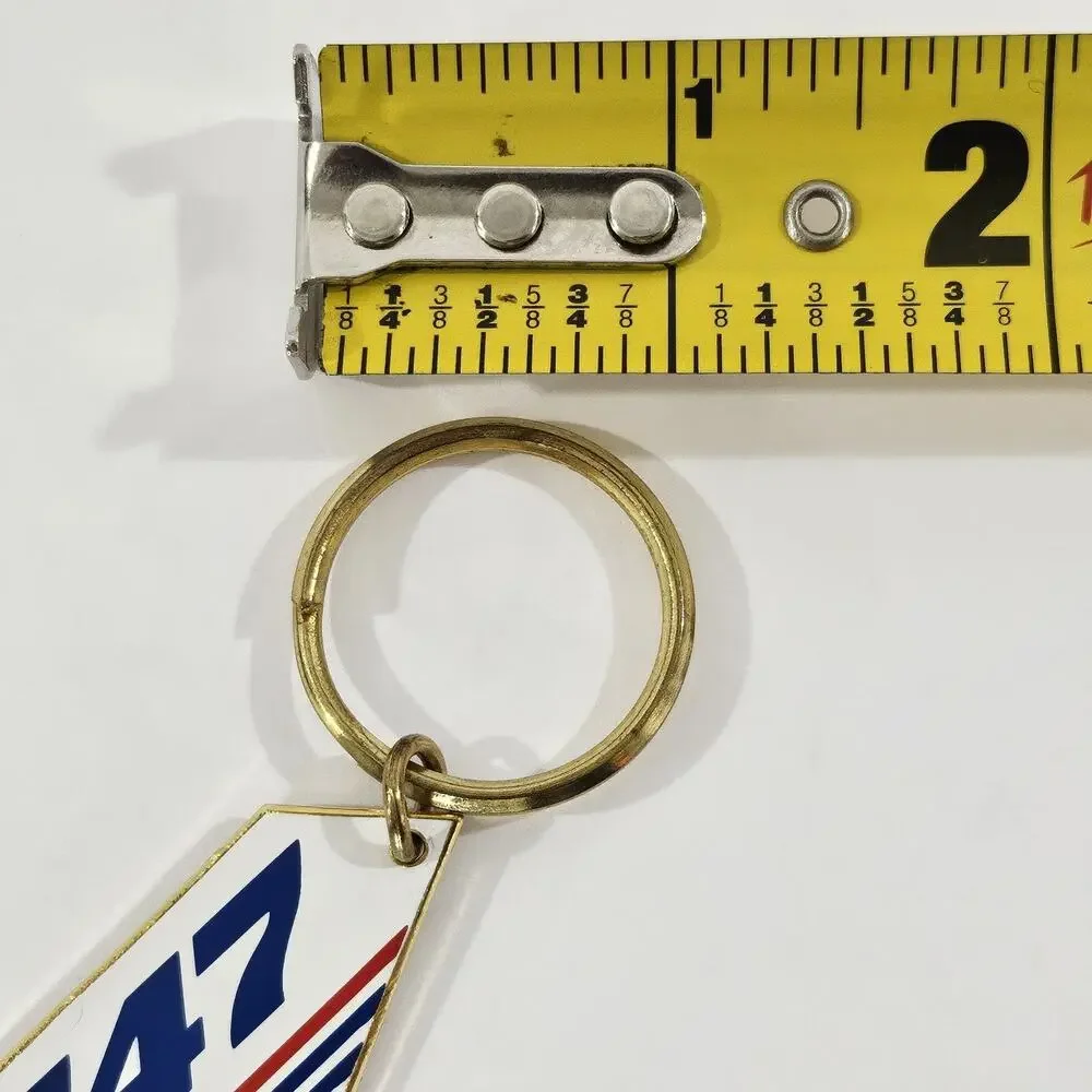 Vintage 747 Jet Airplane Tail Keychain Gold Tone Enamel Aviation Airline Pilot